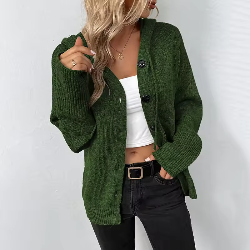 Freja — Cardigan boutonné à finitions côtelées — Amielle Paris