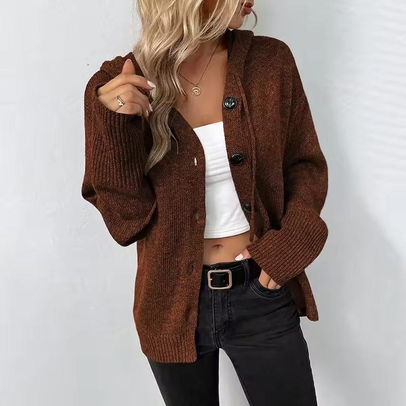 Freja — Cardigan boutonné à finitions côtelées — Amielle Paris