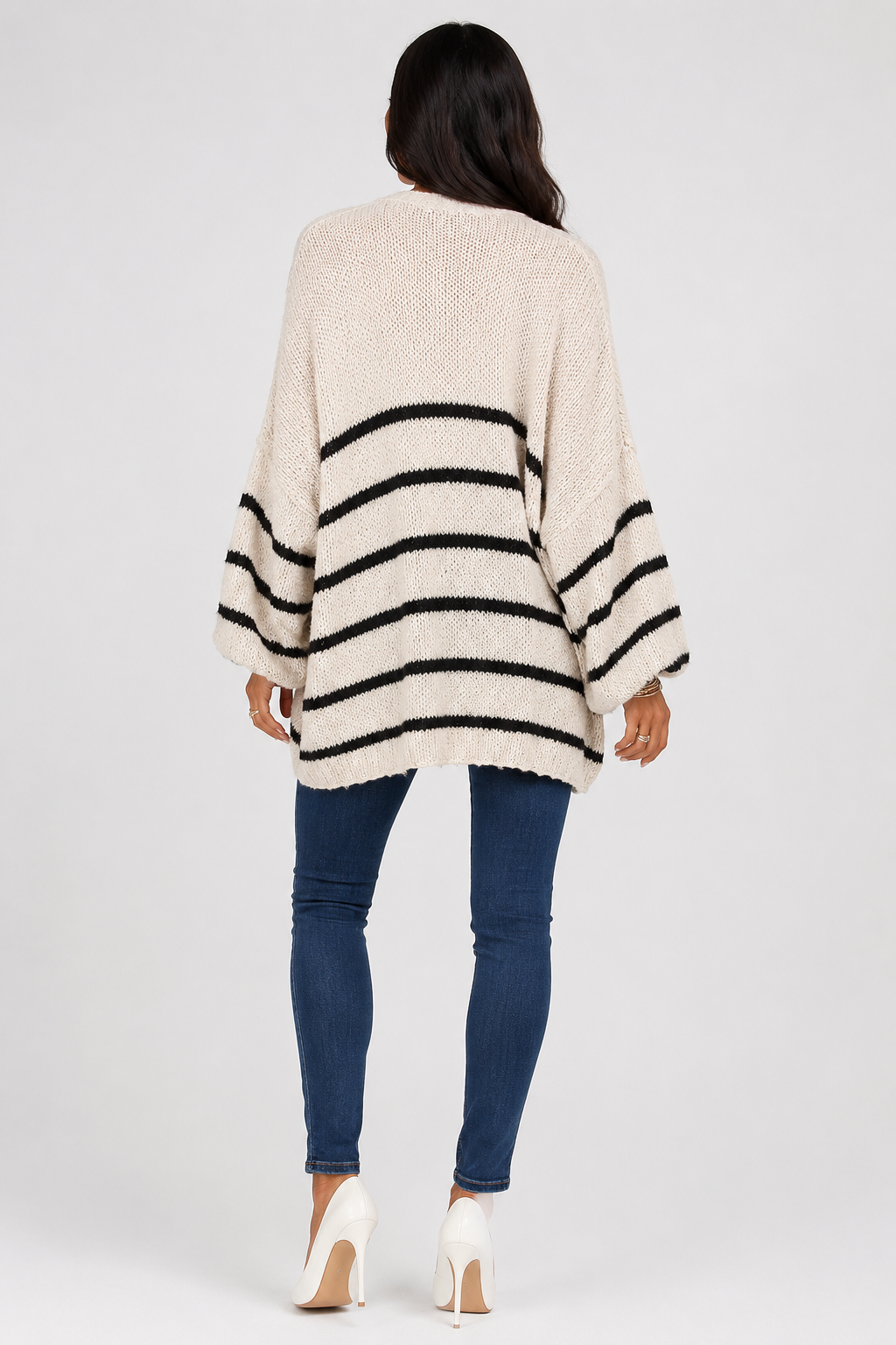 Cardigan ample rayé ouvert — Amielle Paris