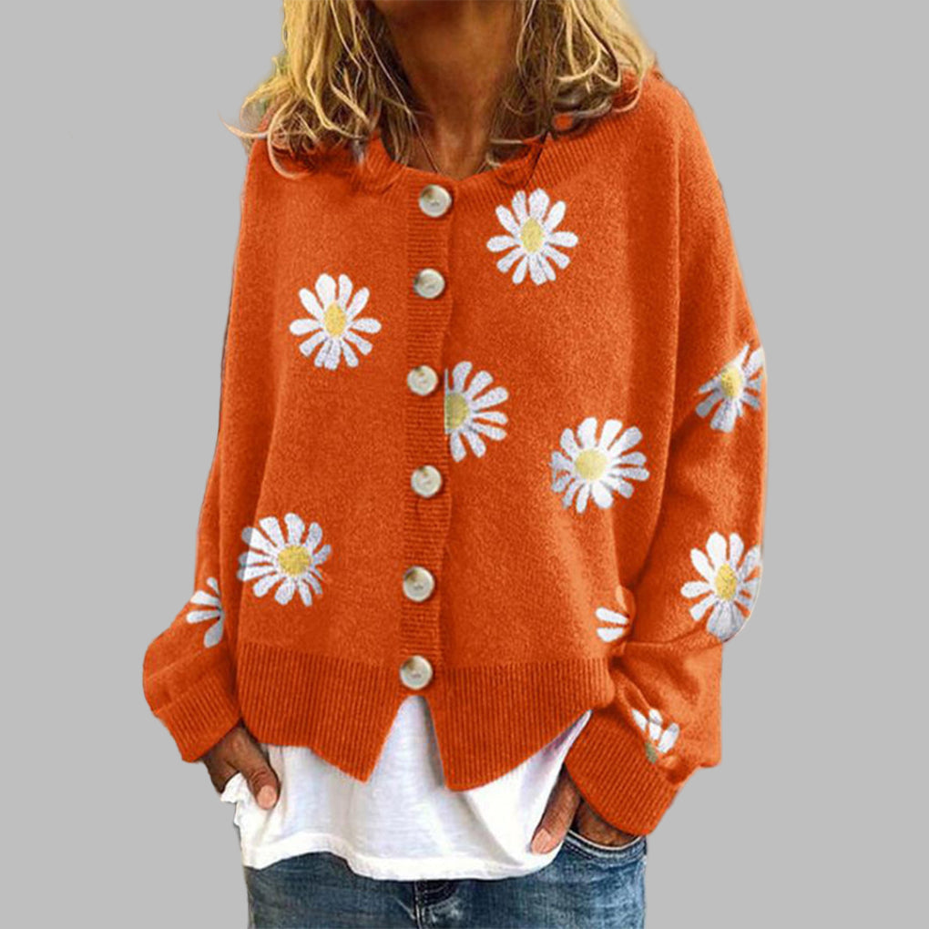Fiona — Cardigan fleuri à col rond — Amielle Paris
