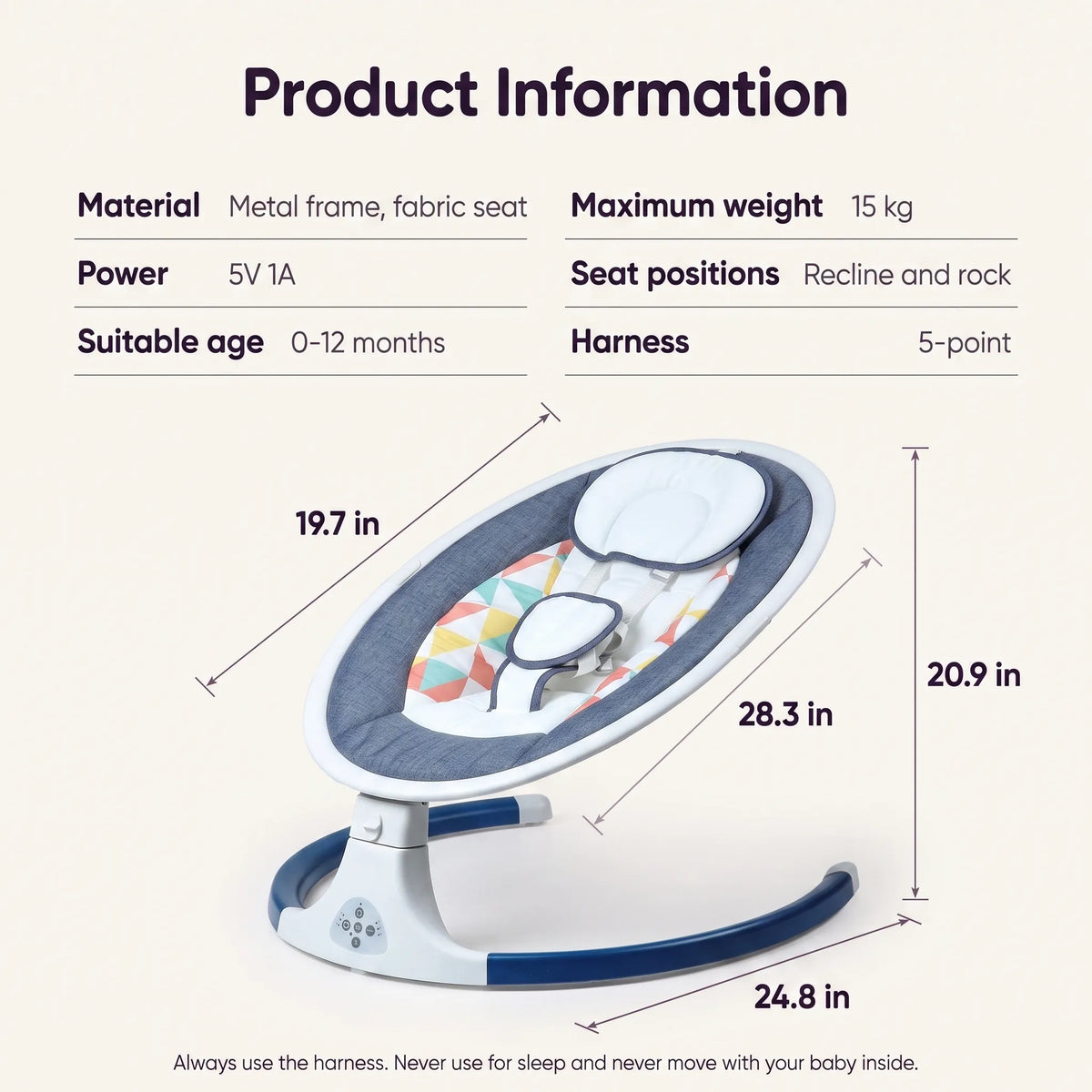 Balancelle bébé électrique avec télécommande — vue 7
