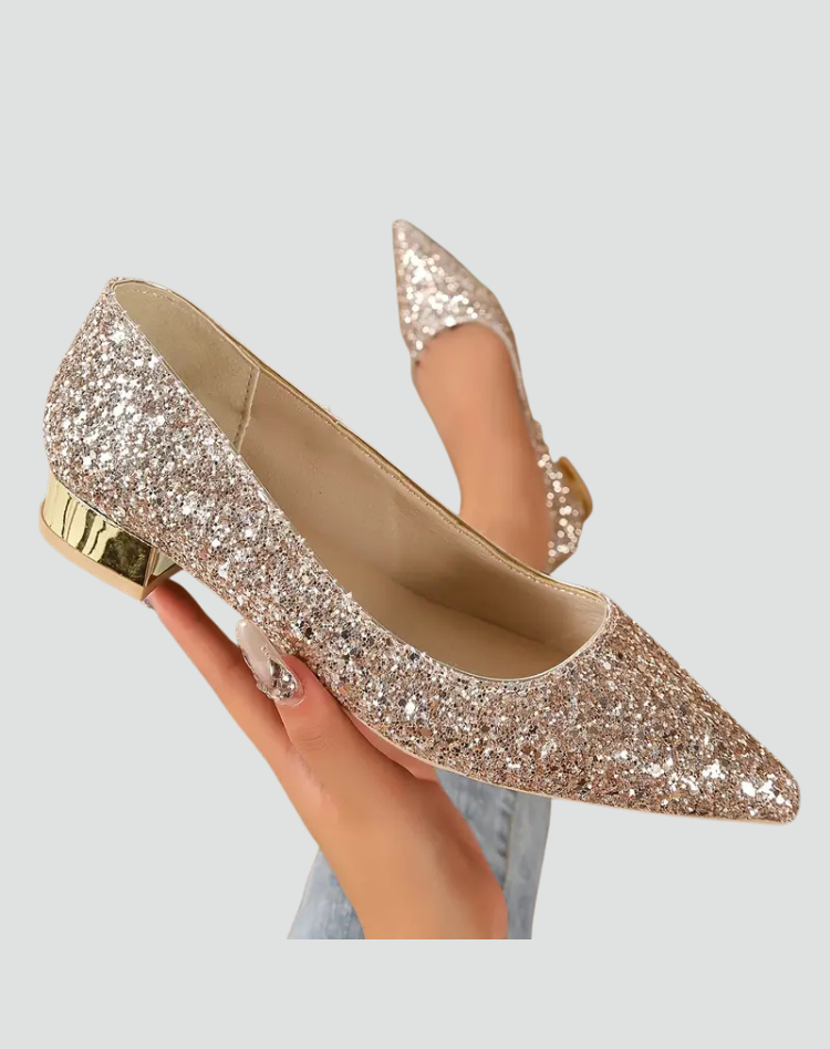 Escarpins pailletés à petit talon bloc — Amielle Paris