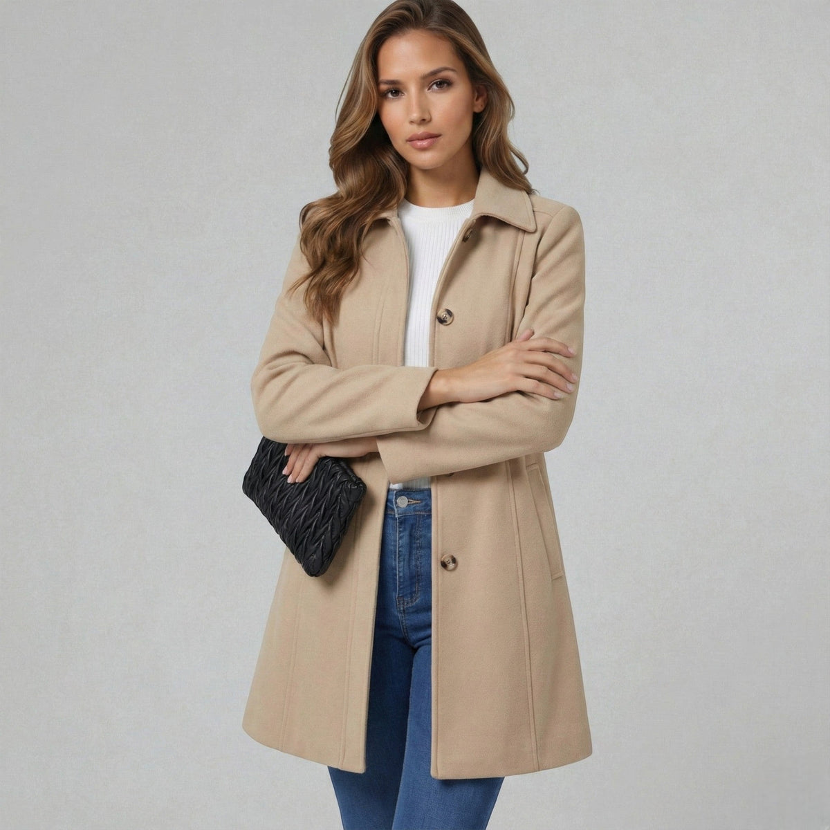 Elara — Manteau trapèze boutonné — Amielle Paris