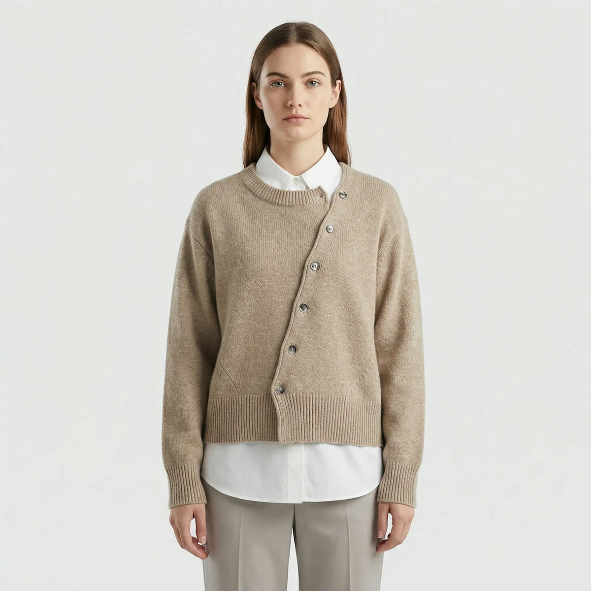 Marina — Cardigan à boutonnage asymétrique — Amielle Paris