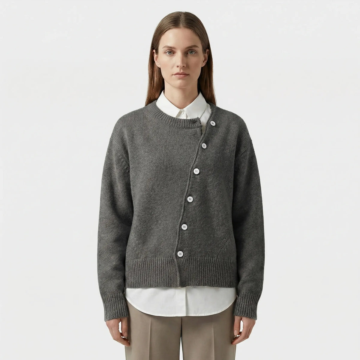 Marina — Cardigan à boutonnage asymétrique — Amielle Paris