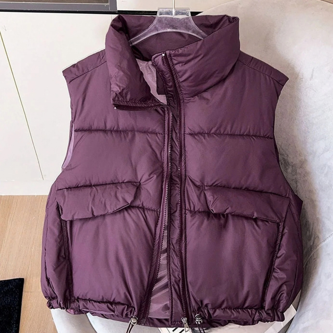 Bianca — Gilet matelassé à col montant et poches — Amielle Paris