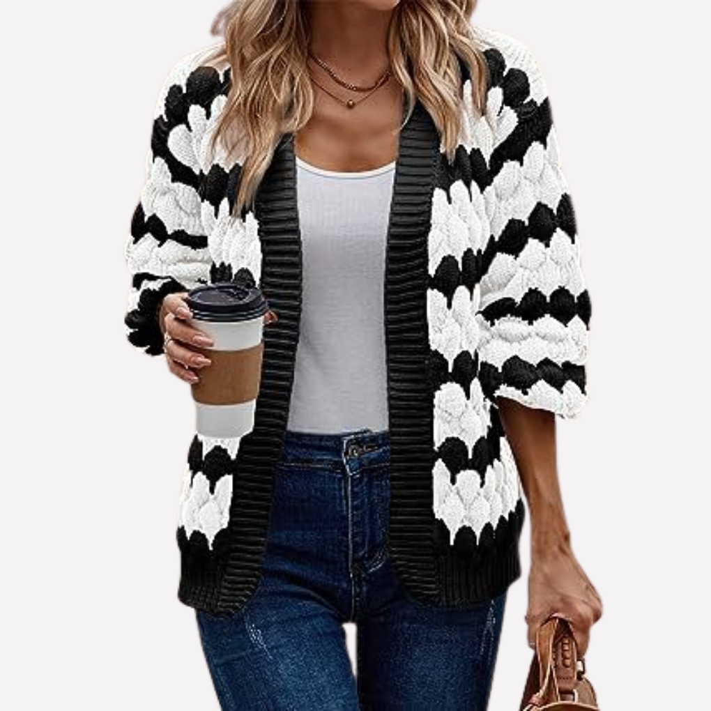 Elise — Cardigan ouvert en maille texturée — Amielle Paris