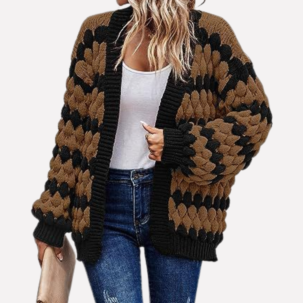 Elise — Cardigan ouvert en maille texturée — Amielle Paris