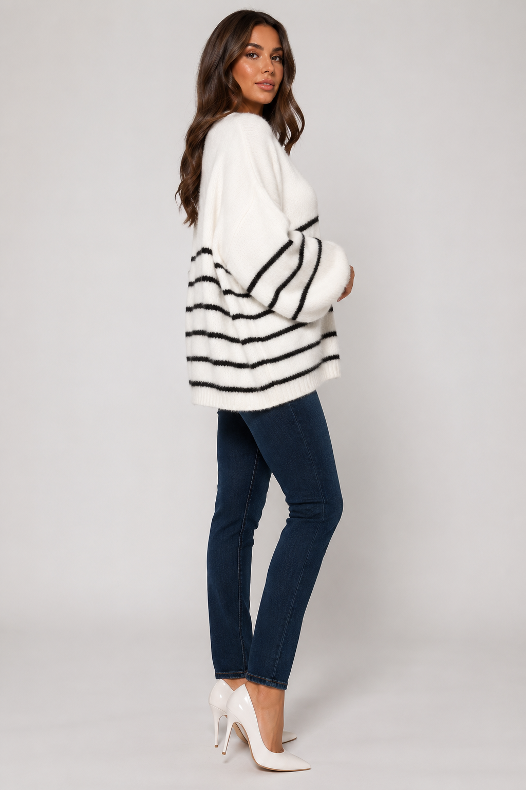 Cardigan ample rayé ouvert — Amielle Paris
