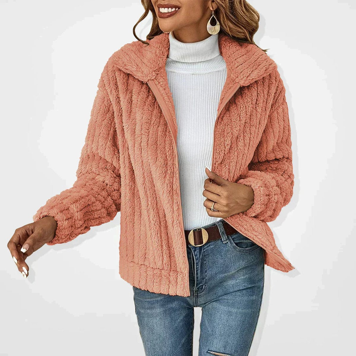 Elena — Gilet polaire zippé à grand col — Amielle Paris