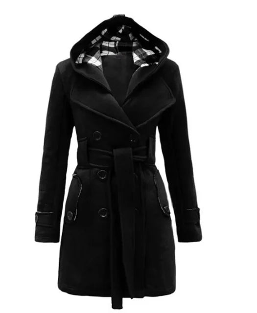 Julia — Manteau ceinturé à capuche — Amielle Paris