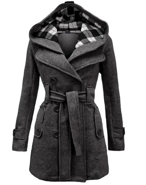 Julia — Manteau ceinturé à capuche — Amielle Paris
