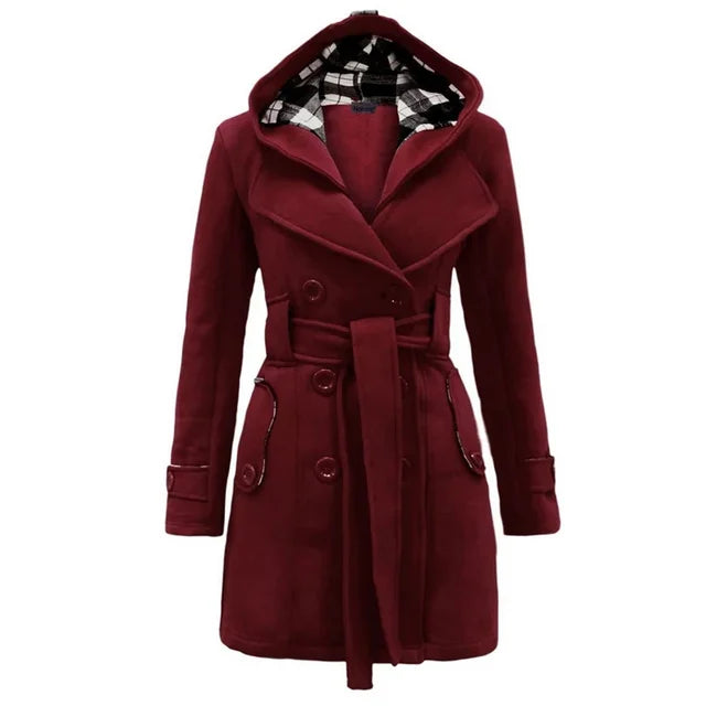 Julia — Manteau ceinturé à capuche — Amielle Paris