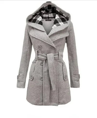 Julia — Manteau ceinturé à capuche — Amielle Paris