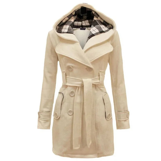 Julia — Manteau ceinturé à capuche — Amielle Paris