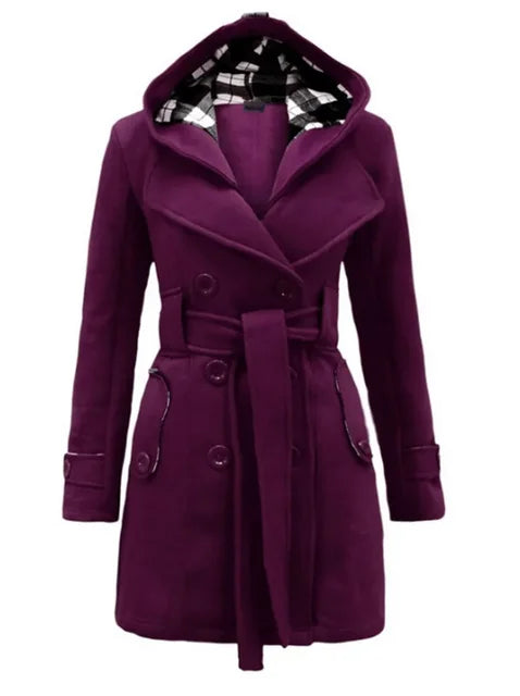 Julia — Manteau ceinturé à capuche — Amielle Paris