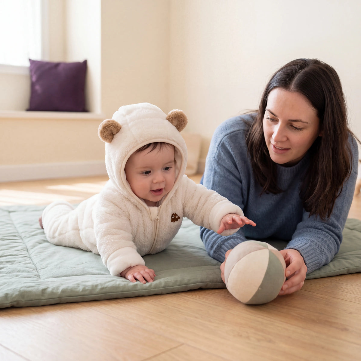Combinaison bébé en flanelle à capuche ours — vue 5