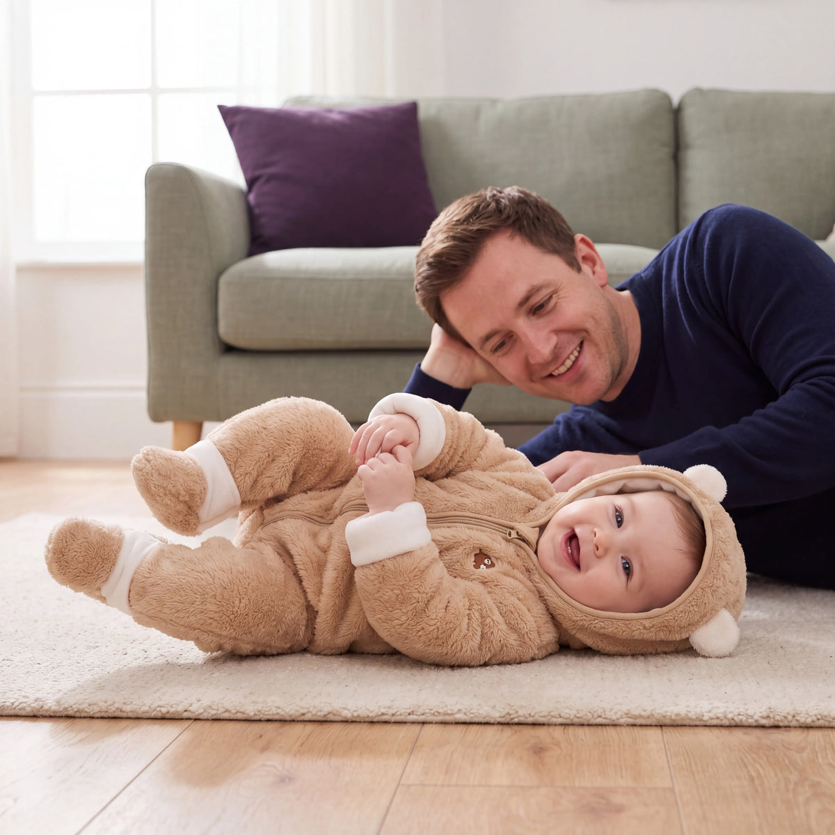 Combinaison bébé en flanelle à capuche ours — vue 6