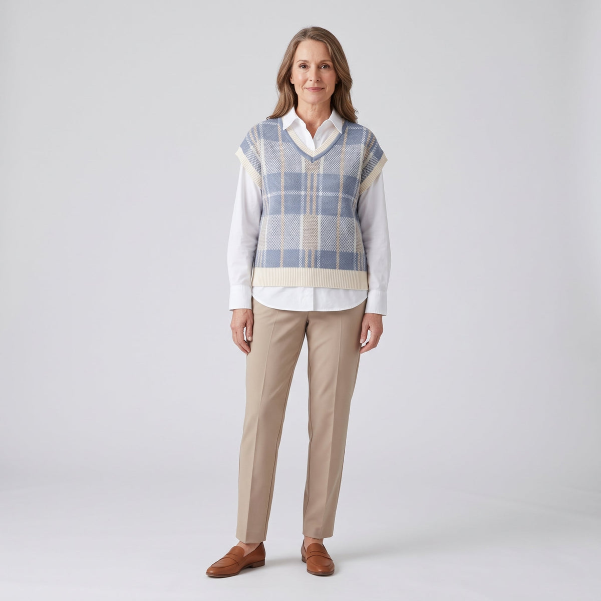 Pull sans manches à carreaux — vue 2