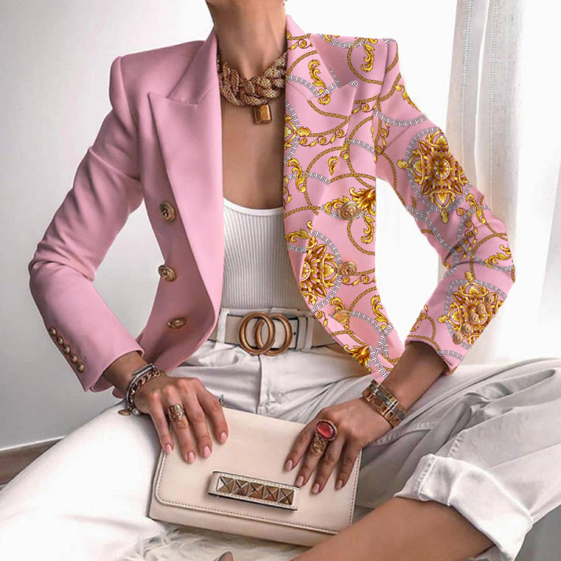 Blazer croisé à empiècements contrastants — Amielle Paris