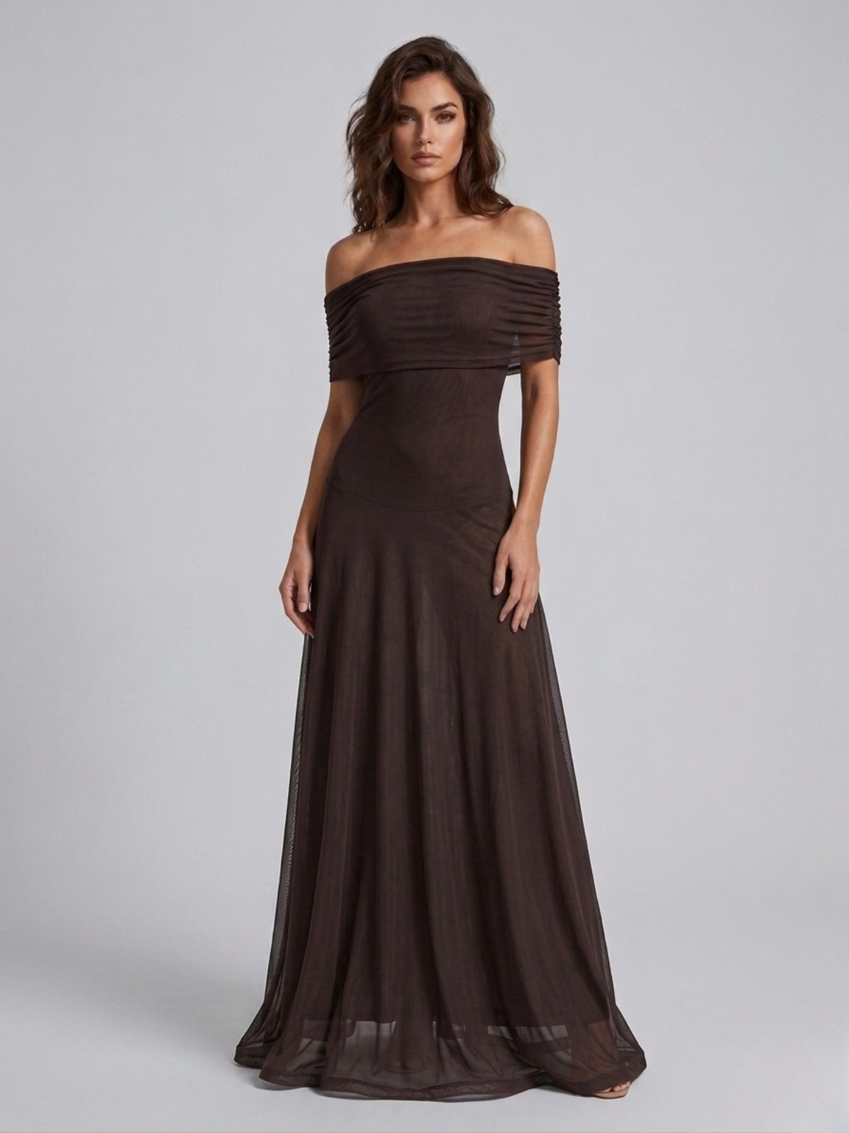Victoire — Robe longue à encolure Bardot — Amielle Paris