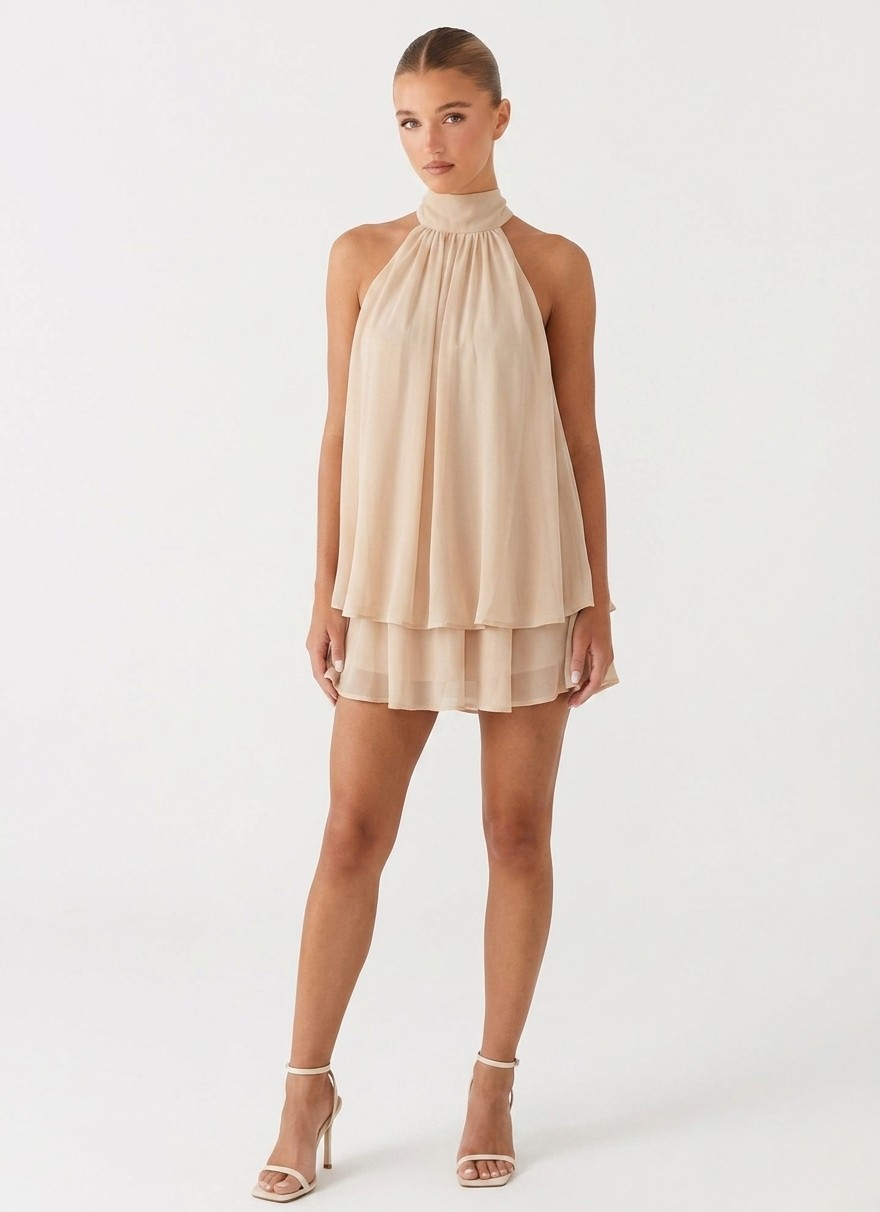 Evelyne — Robe courte à volants et dos nu — Amielle Paris