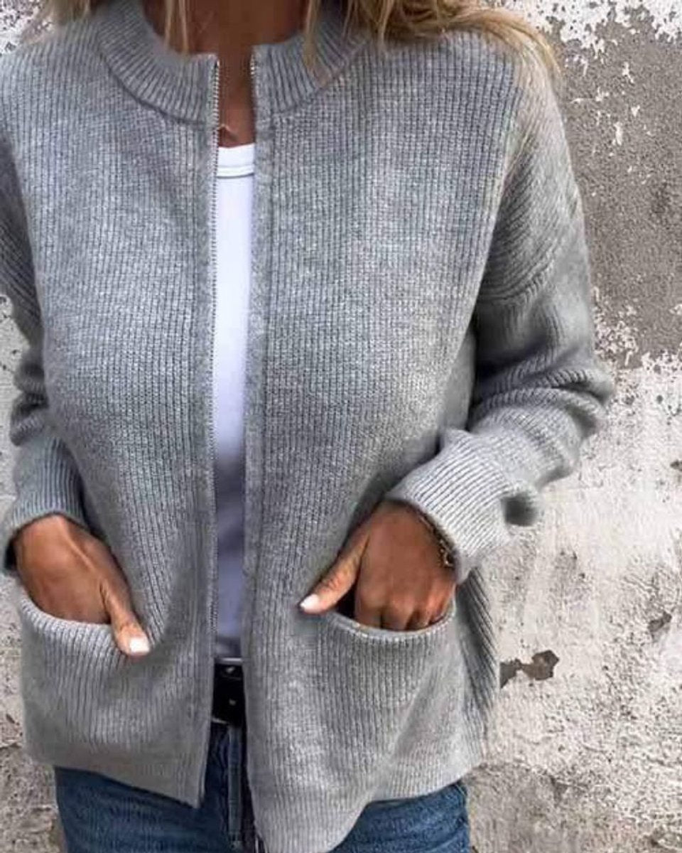 Bianca — Cardigan zippé à grandes poches — Amielle Paris