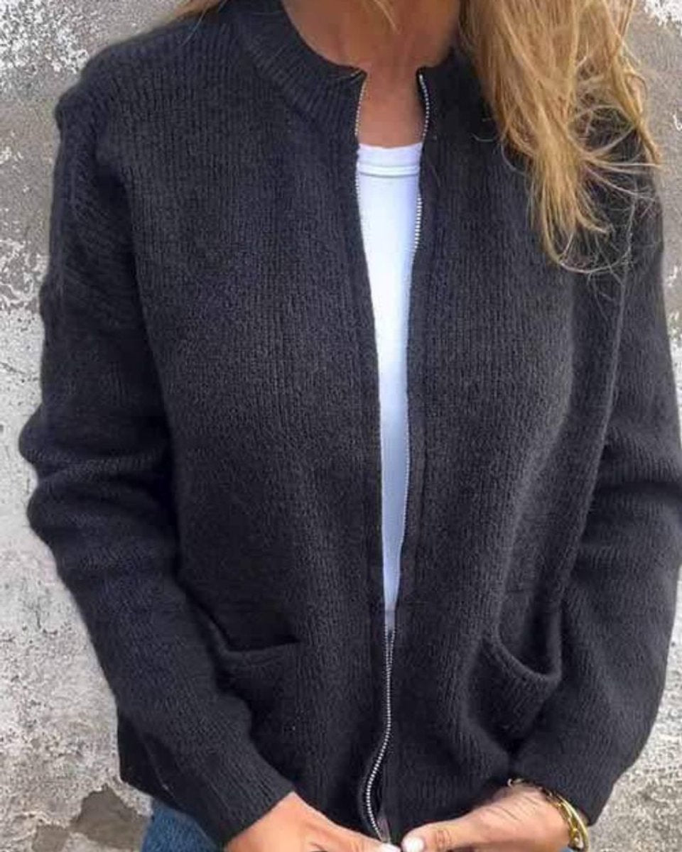 Bianca — Cardigan zippé à grandes poches — Amielle Paris