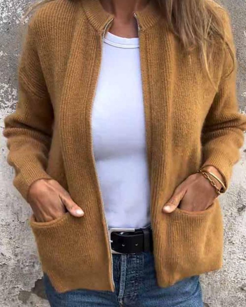Bianca — Cardigan zippé à grandes poches — Amielle Paris