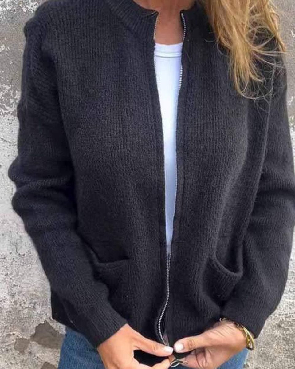 Bianca — Cardigan zippé à grandes poches — Amielle Paris