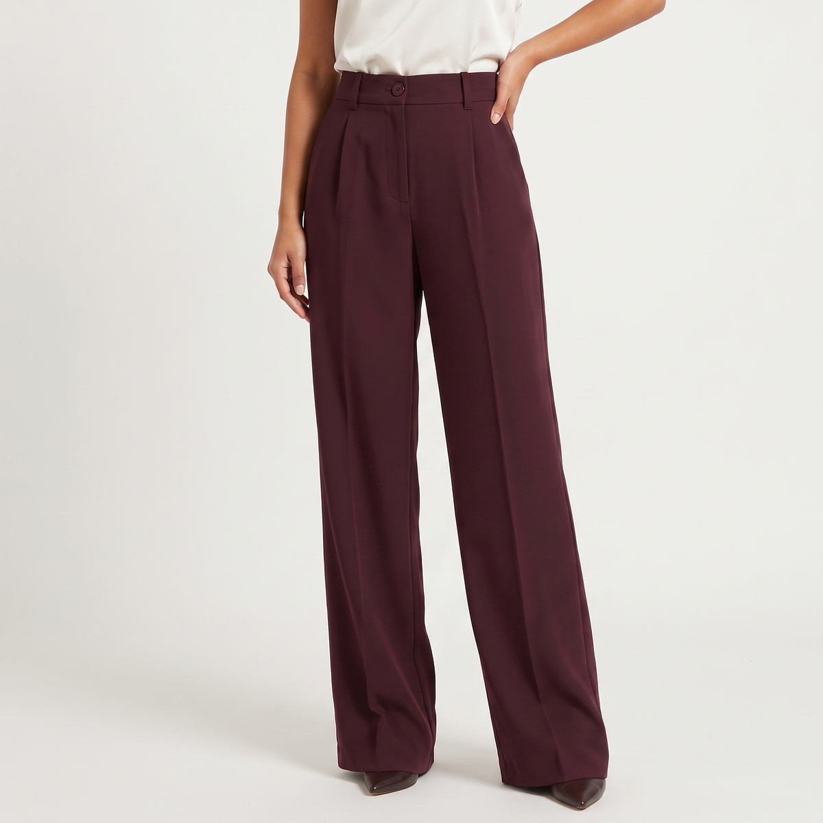 Pantalon large taille haute à finition tailleur — Amielle Paris — vue 1