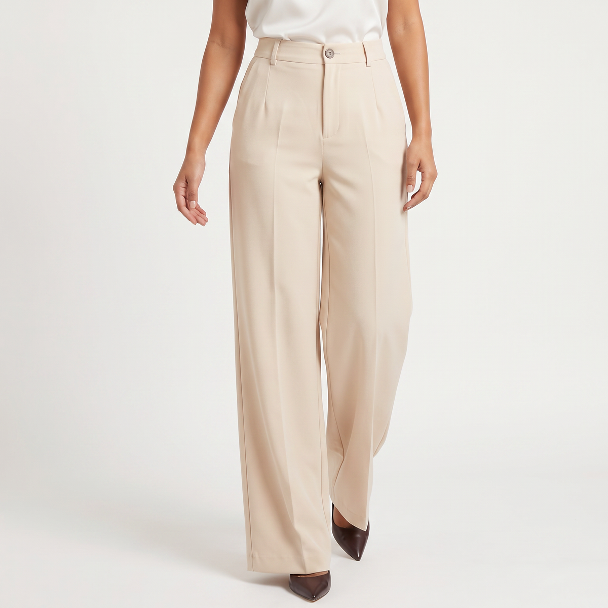 Pantalon large taille haute à finition tailleur — Amielle Paris — vue 12