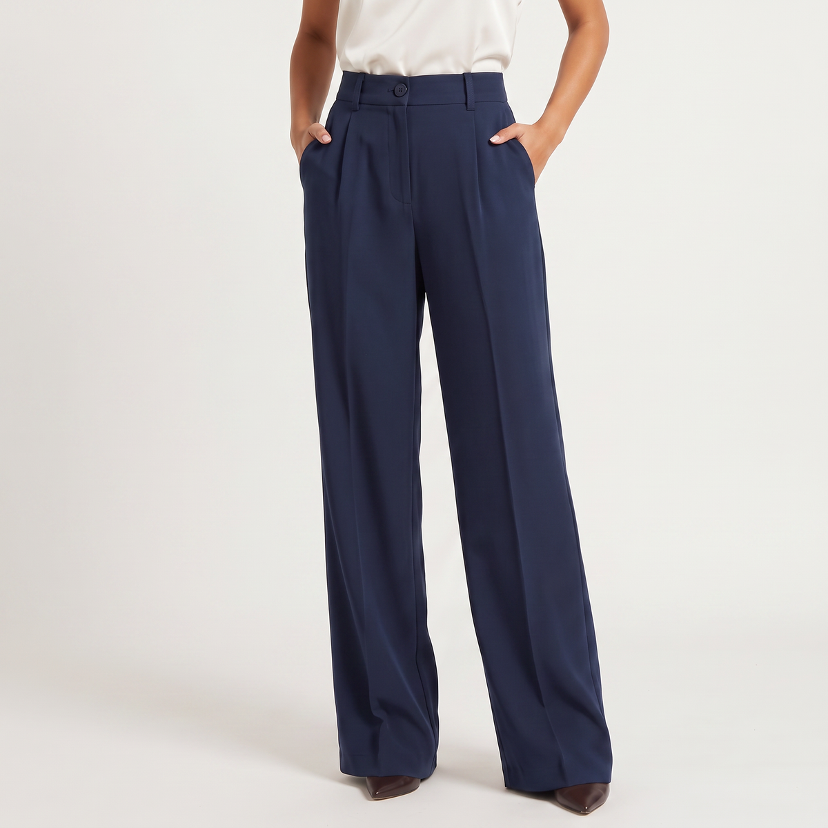 Pantalon large taille haute à finition tailleur — Amielle Paris — vue 13
