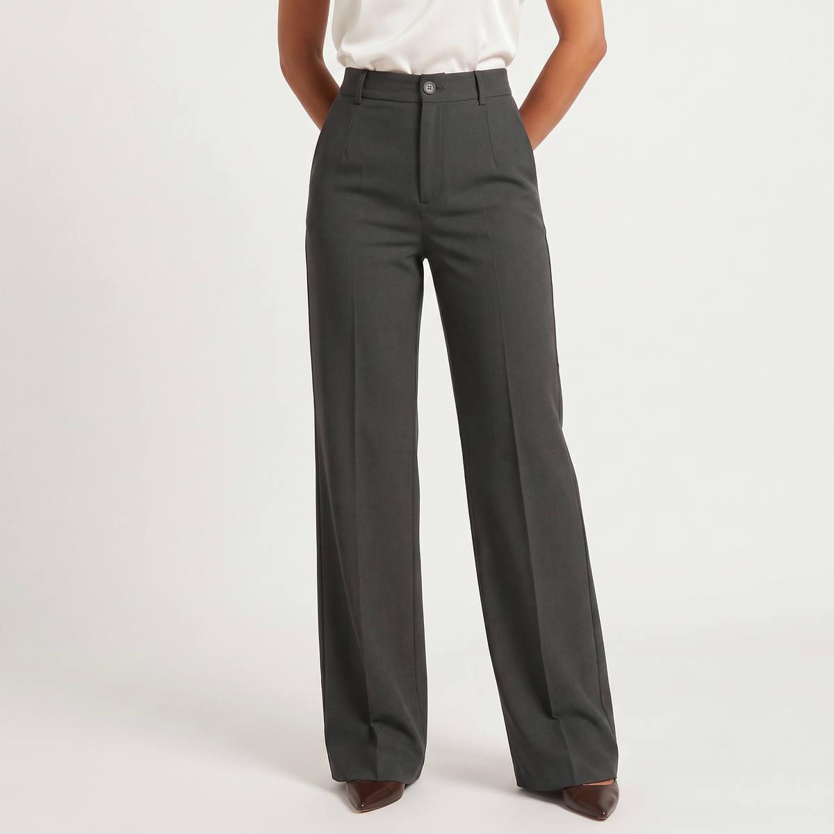 Pantalon large taille haute à finition tailleur — Amielle Paris — vue 14