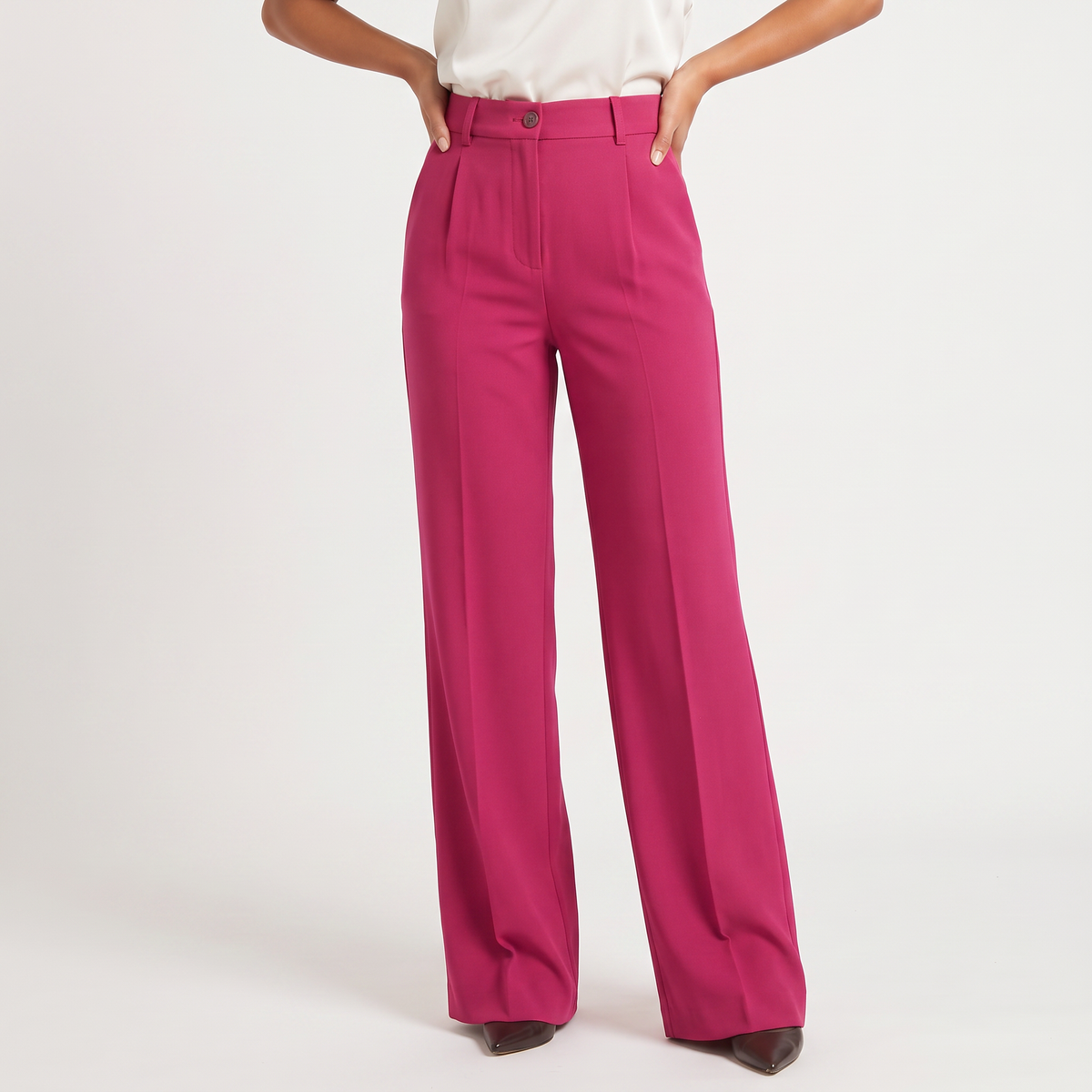 Pantalon large taille haute à finition tailleur — Amielle Paris — vue 15