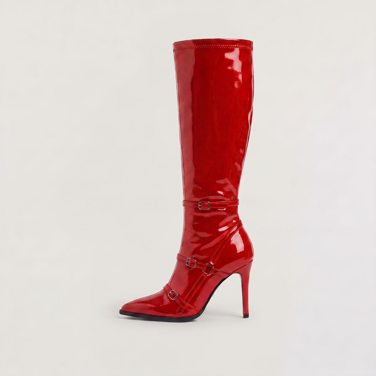 Bottes hautes vernies à brides et talon aiguille — Amielle Paris — vue 6
