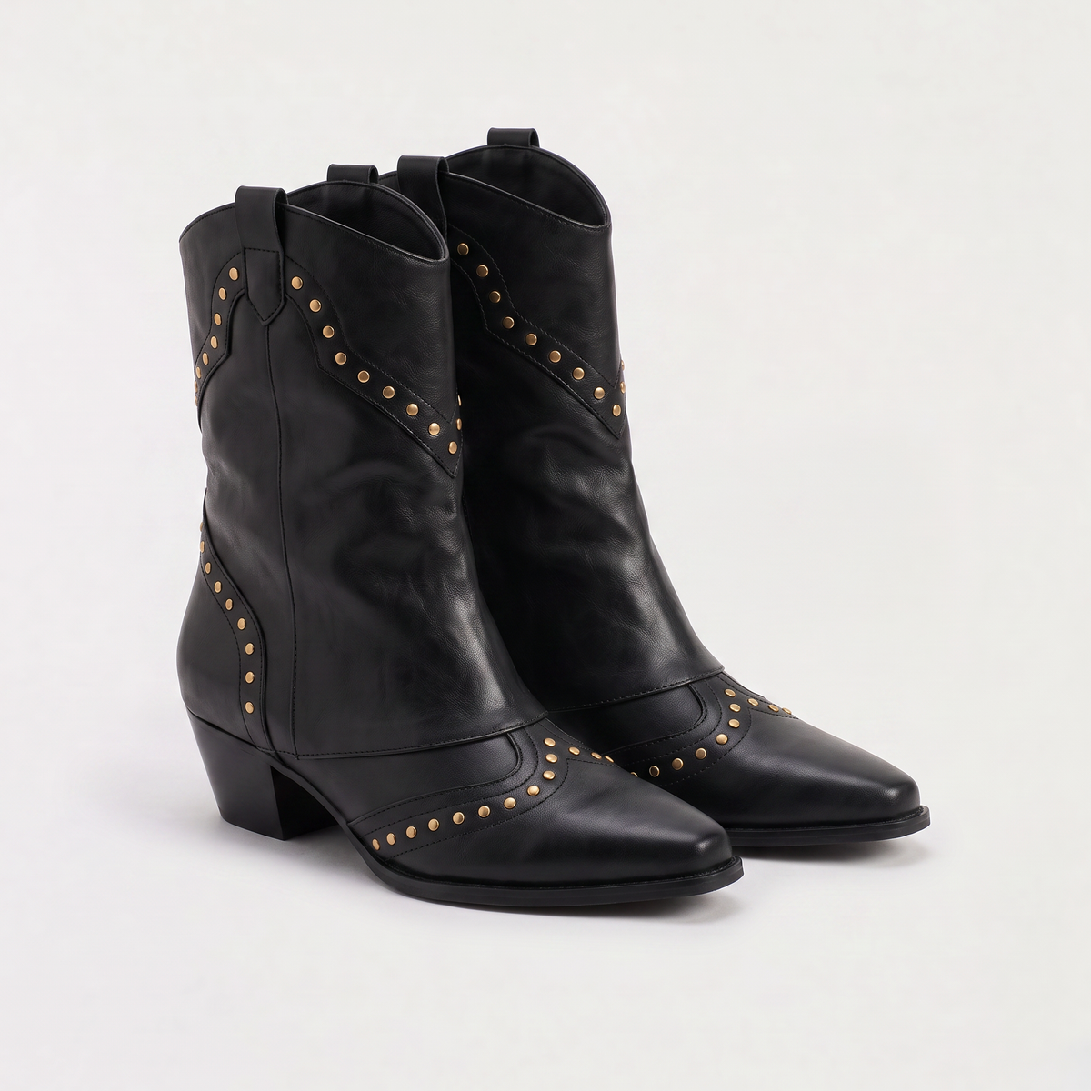 Bottes western plissées à clous décoratifs — Amielle Paris — vue 4