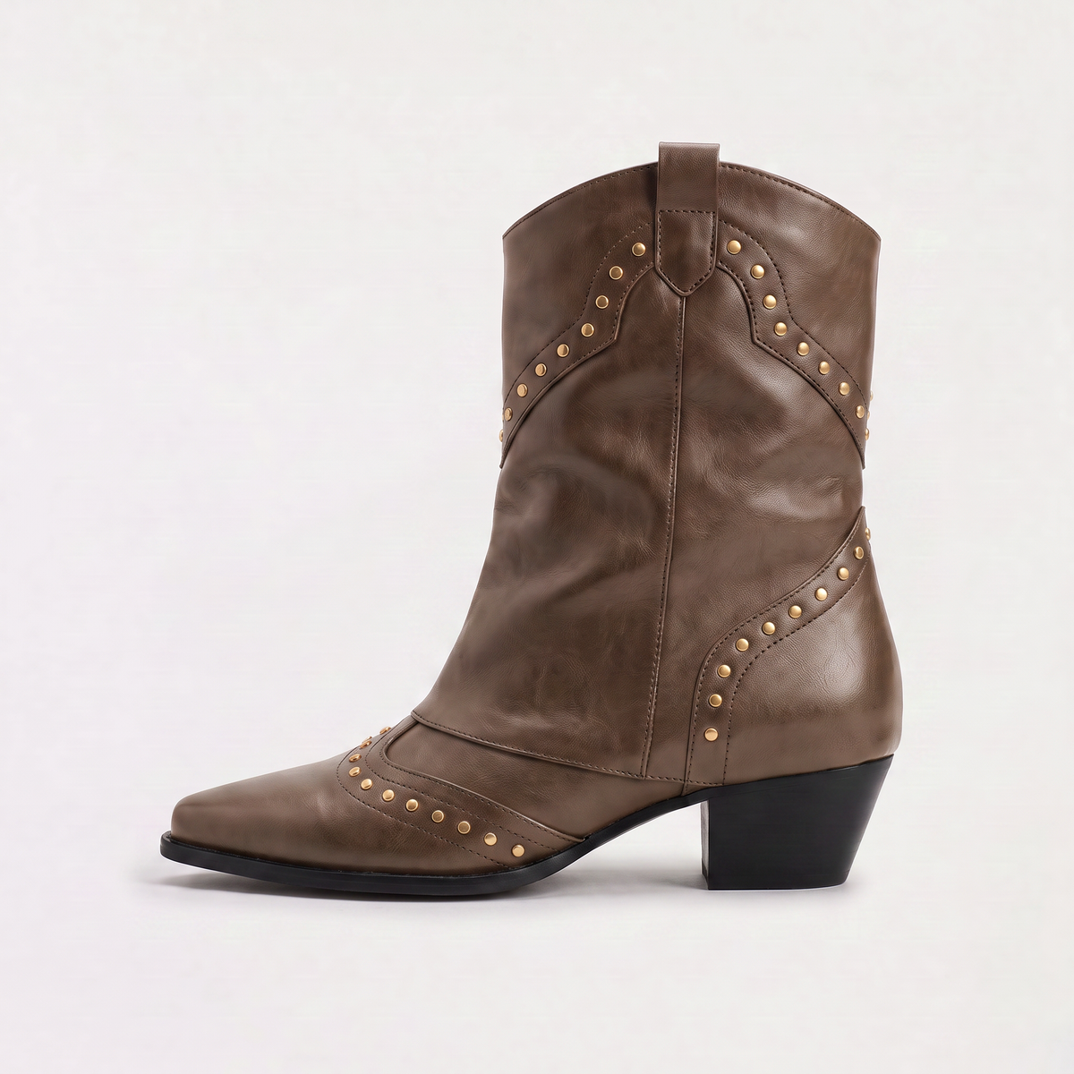 Bottes western plissées à clous décoratifs — Amielle Paris — vue 6