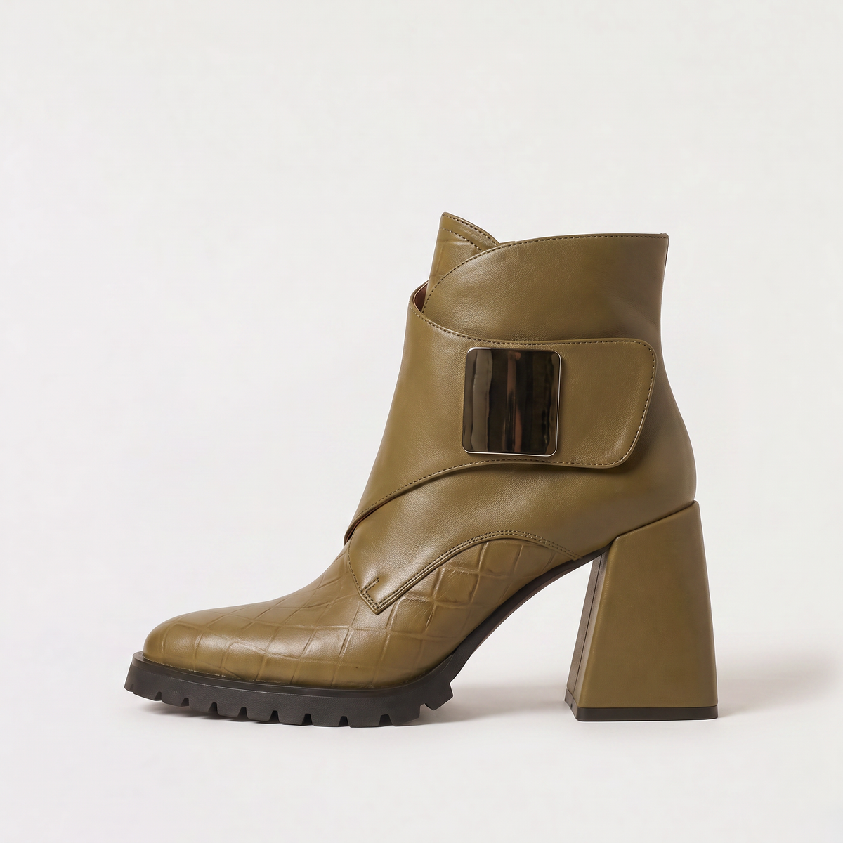 Bottines à plateforme et bout embossé crocodile — Amielle Paris — vue 7