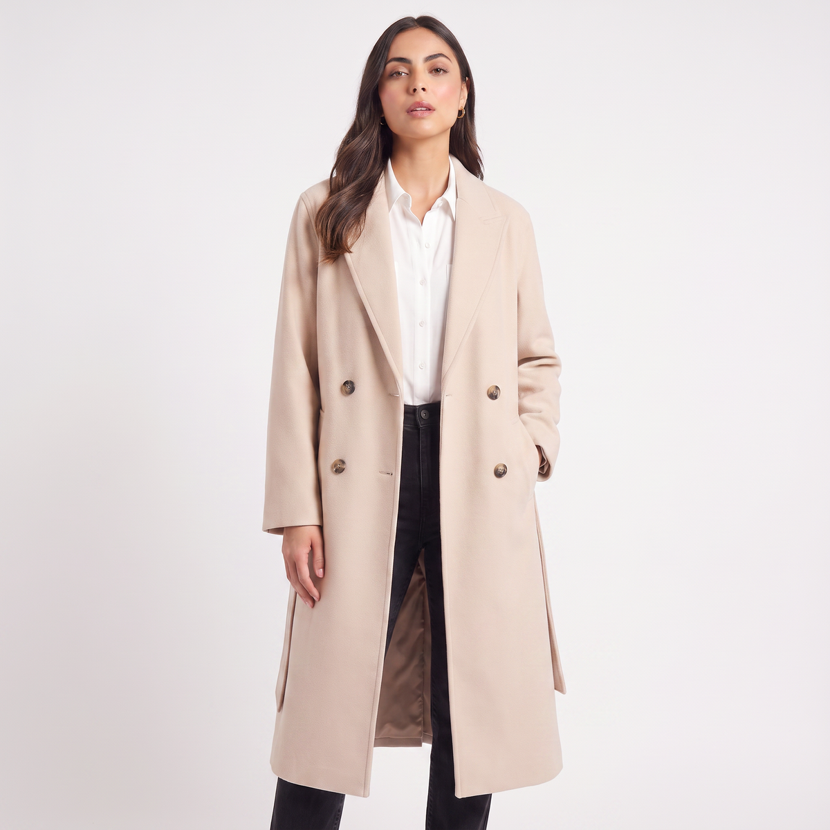 Manteau long boutonné à col à revers — Amielle Paris — vue 1