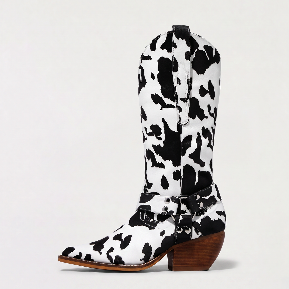 Bottes western mi-mollet à motif vache — Amielle Paris — vue 1