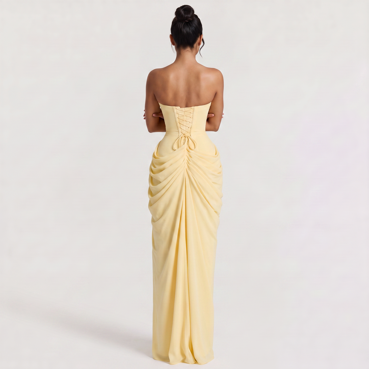Robe longue bustier drapée à fente latérale — Amielle Paris — vue 6