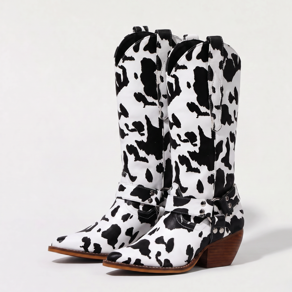 Bottes western mi-mollet à motif vache — Amielle Paris — vue 4