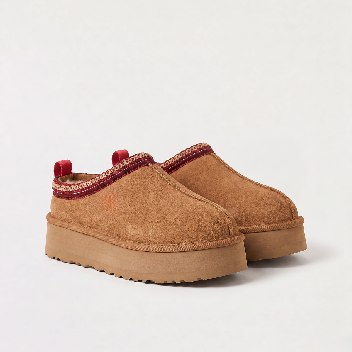 Mules doublées peluche à plateforme et galon brodé — Amielle Paris — vue 4