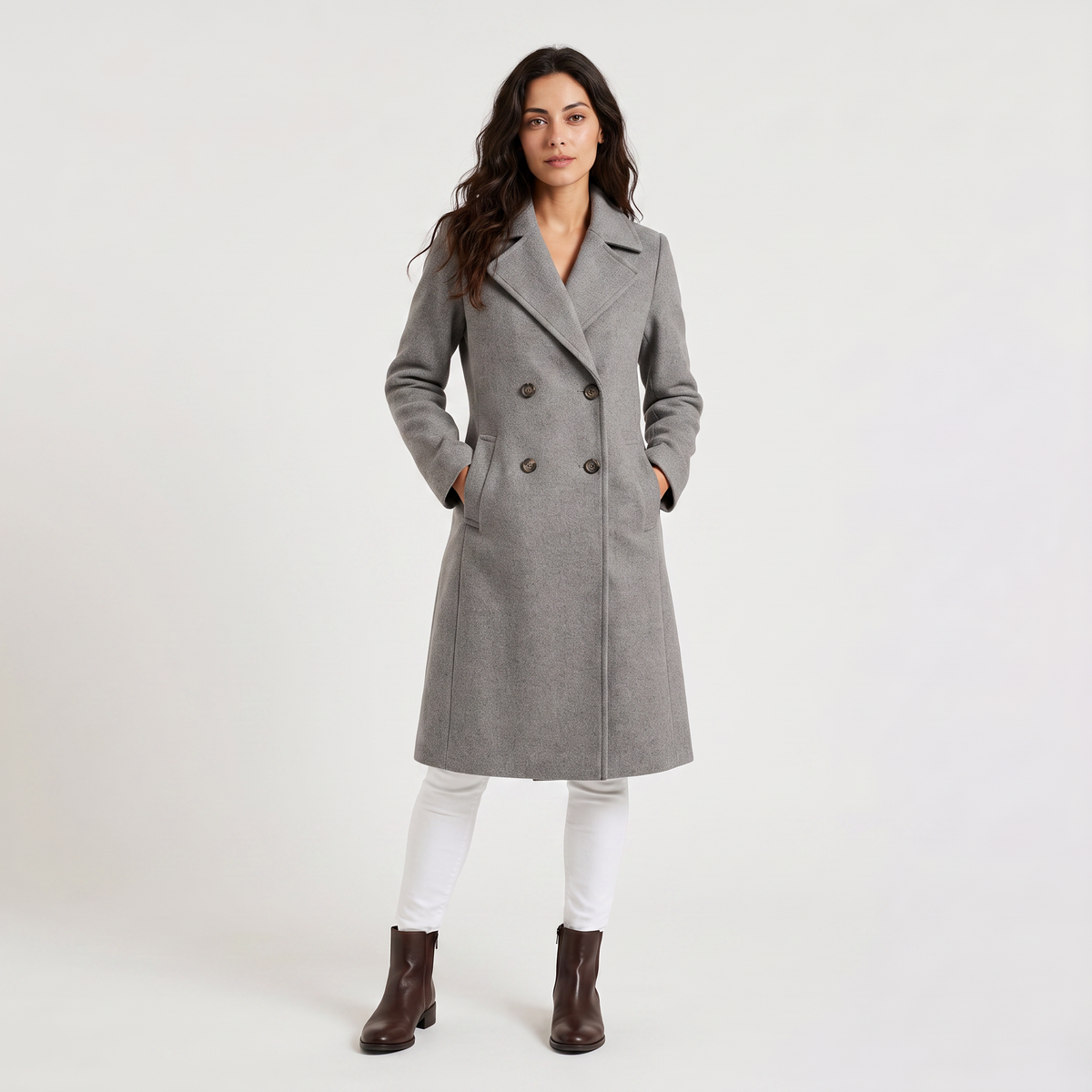 Manteau long croisé en coton et lin mélangés — Amielle Paris — vue 4