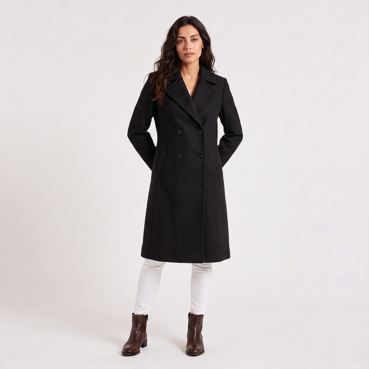 Manteau long croisé en coton et lin mélangés — Amielle Paris — vue 8