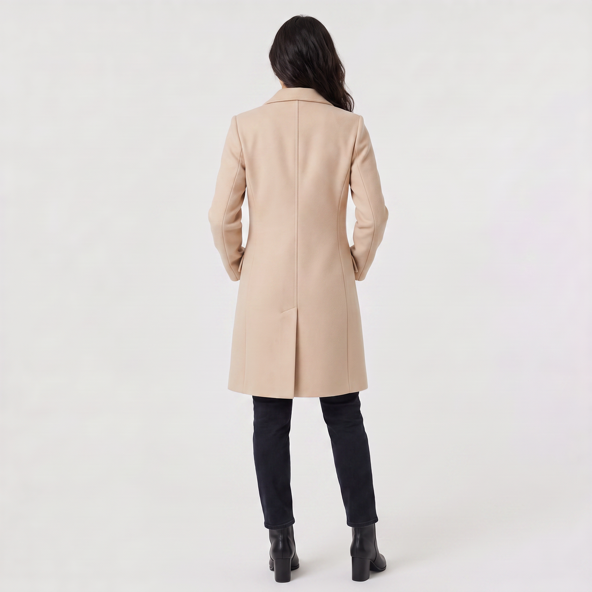 Manteau long droit à fermeture deux boutons — Amielle Paris — vue 6