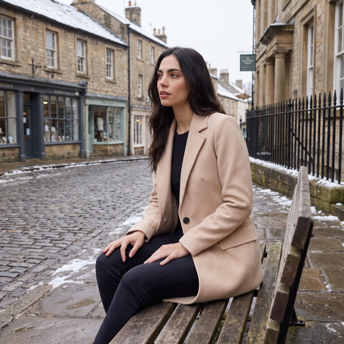 Manteau long droit à fermeture deux boutons — Amielle Paris — vue 2