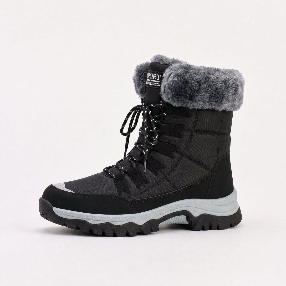 Bottes matelassées à lacets et revers en fausse fourrure — Amielle Paris — vue 7