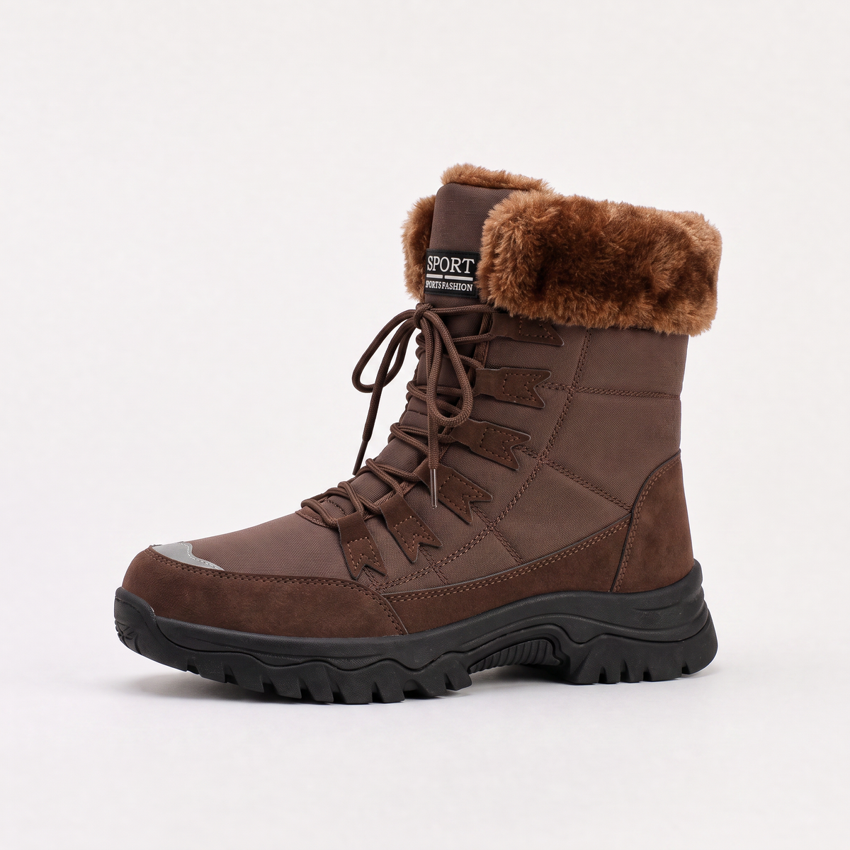 Bottes matelassées à lacets et revers en fausse fourrure — Amielle Paris — vue 6